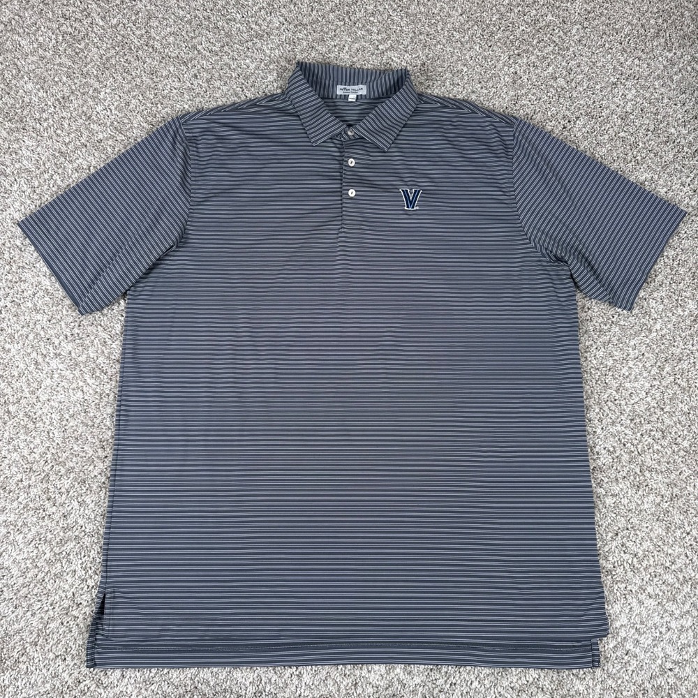 Peter Millar Polo Shirt Mens XXL Navy Blue Striped Villanova Summer Comfort